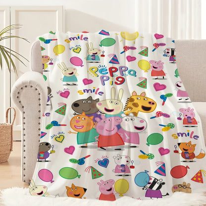 Cartoon Cute P-Pep-pa P-Pig Blanket Blanket for Couch Sofa Travel Home Hiking Picni Bed Beding Flannel Blanket birthday gift