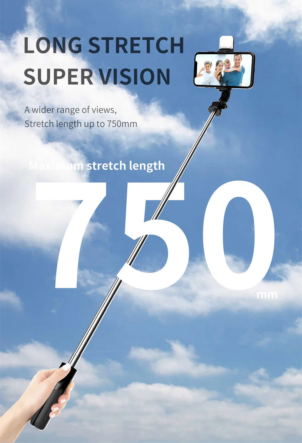 Portable Mini Selfie Stick Led Fill Light Foldable Tripod Phone Stand Holder Support Wireless Bluetooth Remote Control Shutter