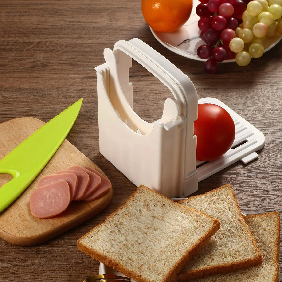Bread Slicer Adjustable Toast Loaf Slicing Machine Foldable Plastic Bread Cutting Guide Tools For Homemade Bread Kitchen Baking