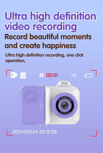 Children Camera Instant Print Camera For Kids Dual Lens Video Recording Photo Thermal Printing Mini Digital Camera With 32G Card