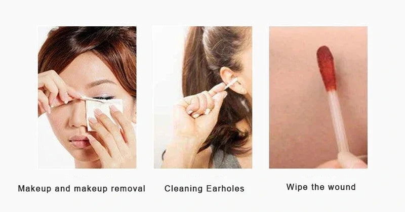 Cotton Swab Storage Box Double Head Cotton Buds Container Transparent Square Bamboo Cover Cotton Swab Toothpick Organize Box