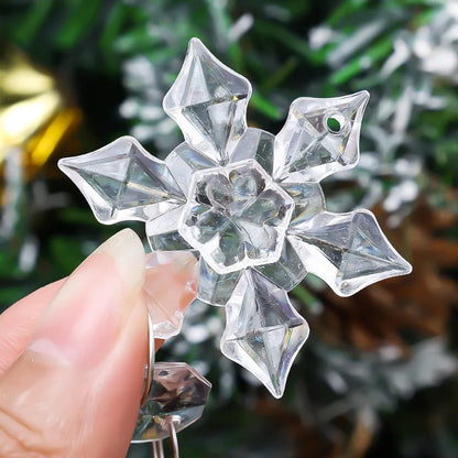 5-48Pcs Christmas Ornaments Crystal Tree Decorations Transparent Ice Strip Pendant DIY Teardrop Chandelier Xmas Wedding Beads