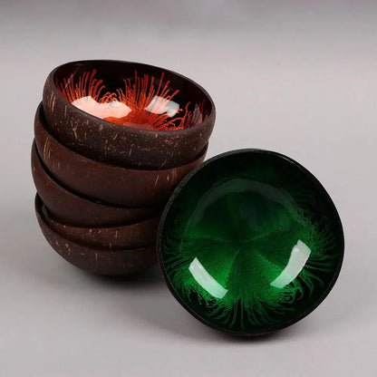 Natural Coconut Shell Bowl Dishes Handmade Kitchen Key Candy Nut Storage Bowl Paint Mosaic Craft Home Decor