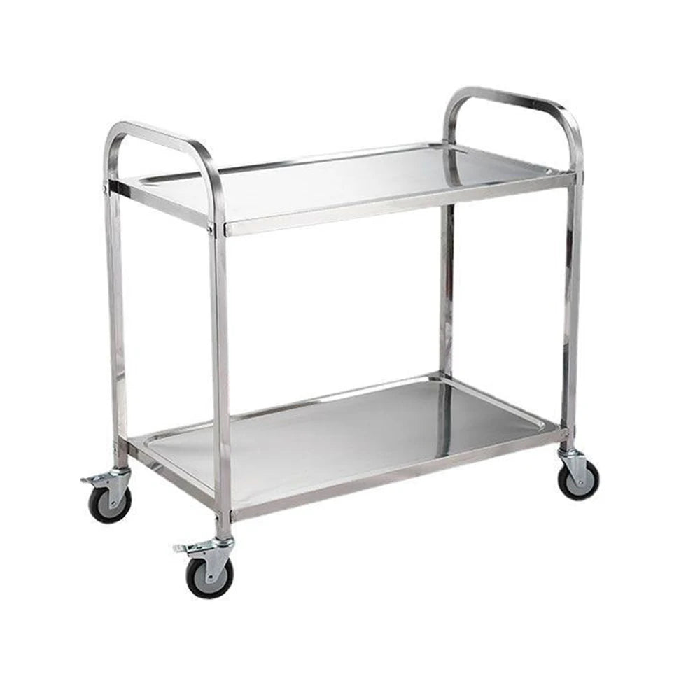 Stainless Steel Cart with Thickened Three Layers- Kitchen Utility Cart for Serving  Collecting Dishes Multi-functional Trolley