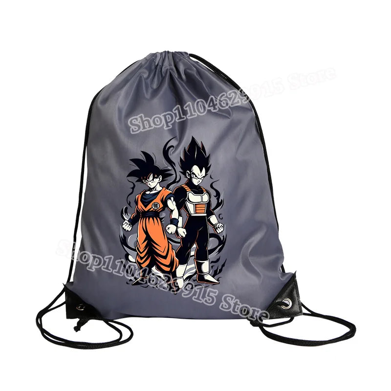 Dragon Ball Drawstring Bag Boys Goku Anime Figure String Pocket Swimming Pool Clothes Shoes Storage Waterproof Backpack Gifts