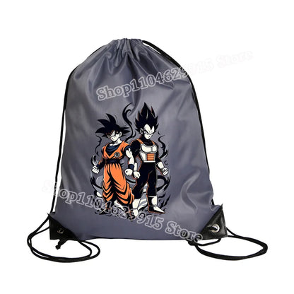 Dragon Ball Drawstring Bag Boys Goku Anime Figure String Pocket Swimming Pool Clothes Shoes Storage Waterproof Backpack Gifts