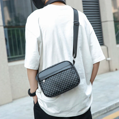 Casual Lightweight Business Shoulder Bags for Men PU Leather Messenger Bag Comfortable Wide Strap Crossbody Bags Designer Male