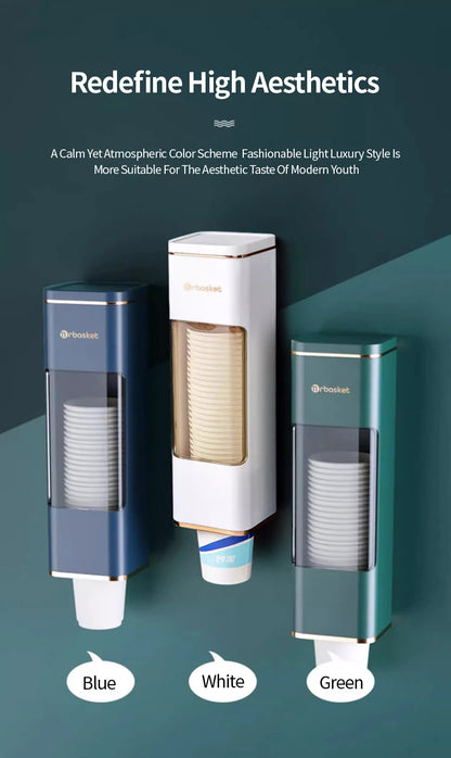 Disposable Cup Holder Cup Extractor Wall Mounted Non Perforated Dust-Proof Moisture-Proof Storage Rack