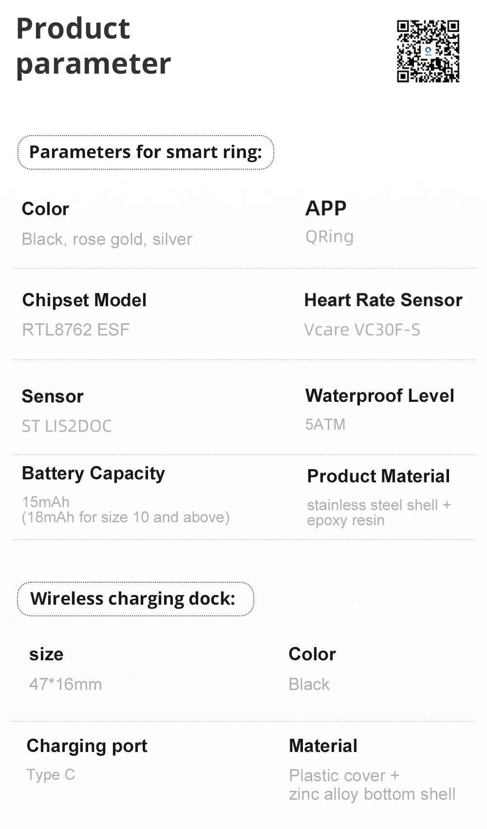 COLMI R12 Smart Ring with Display Screen and Touch, Health Manager, Wireless Charging, 5 ATM Waterproof For Men Women