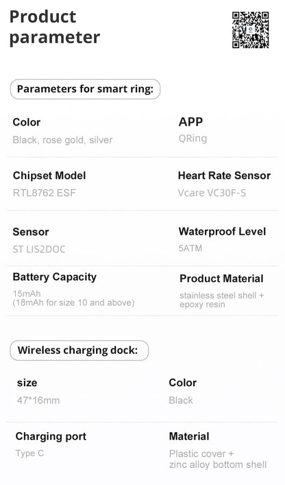New COLMI R12 Smart Ring, Wireless Charging, Display and Touch, Health Manager, Multi Sports Modes For Men Women, Gold, Silver