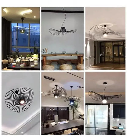 Italian Cross-border Nordic Straw Hat Lamp Fabric Restaurant Art Living Bedroom Designer Internet Celebrity Modern Simple Lamps
