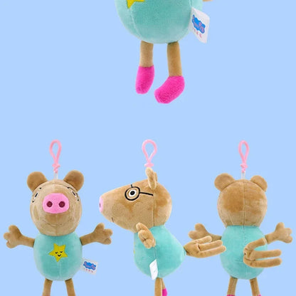 19CM Genuine Peppa Pig George Emily Candy Dennie Pedro Stuffed Plush Toys Keyring Animal Doll Pendant Children's Birthday Gifts