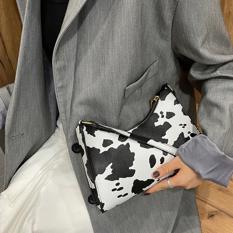 Fashion Zebra Print Women Luxury Handbag PU Leather Simple Underarm Shoulder Bags Female Daily Design Clutch Totes Purse Pouch