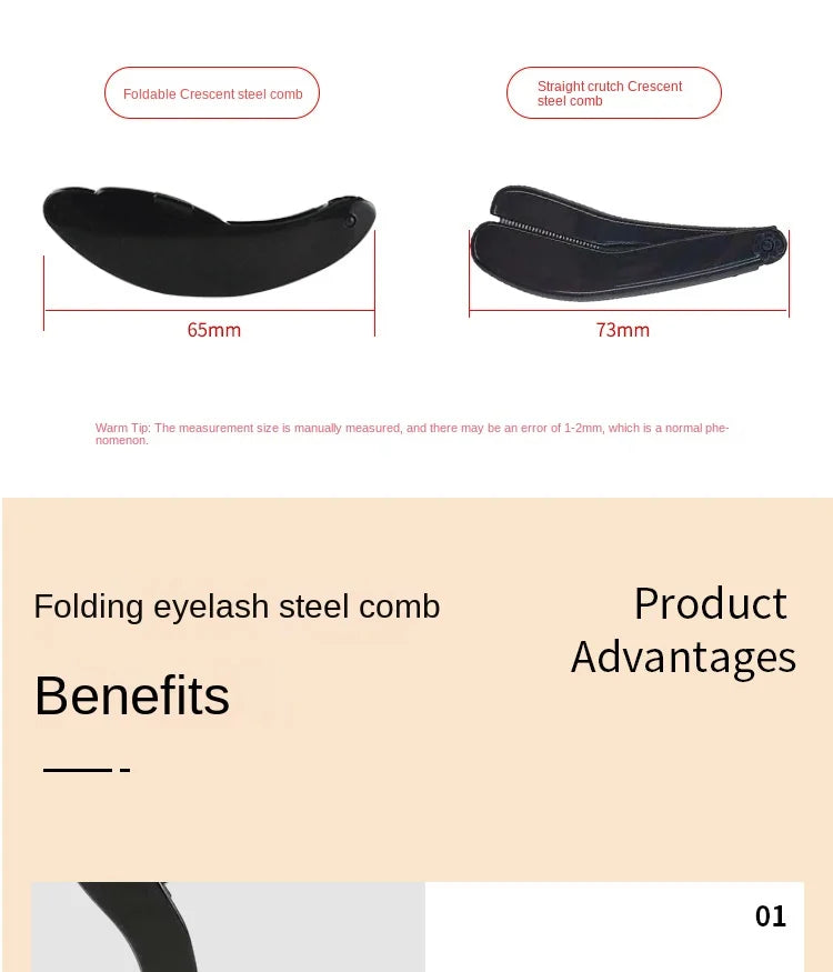 Foldable Ultra-fine Stainless Steel Eyelash Brush Lash Separator Eyebrow Eyelashes Extension Comb Eyelash Curler Makeup Tools