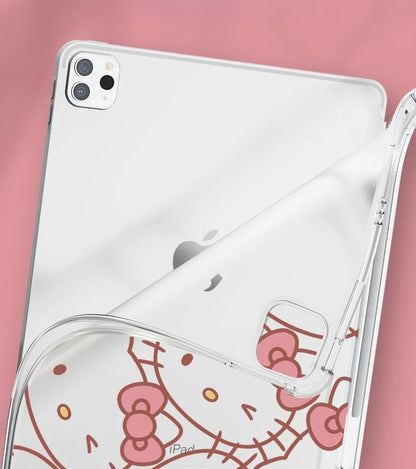 Kawaii Hello Kitty IPad Transparent Protective Case Anime Anti Fall Airbag for Ipadpro2022/2024 Air4/5/6/7 Mini6/7 Ipad8/9/10