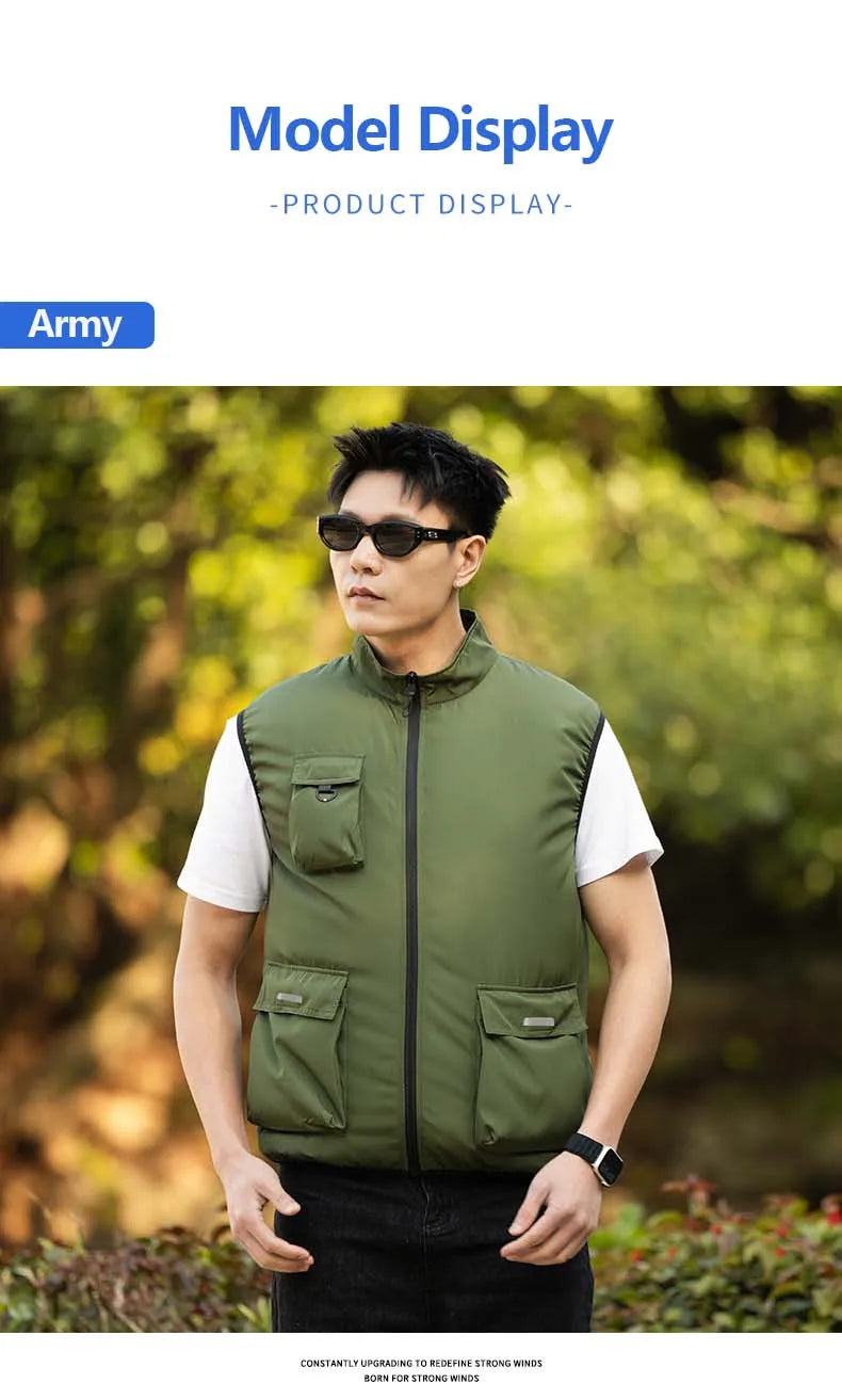 Summer Cooling Fan Workwear, Unisex Short Sleeve, Outdoor Sun Protection & Cooling Vest with Built-in Fans