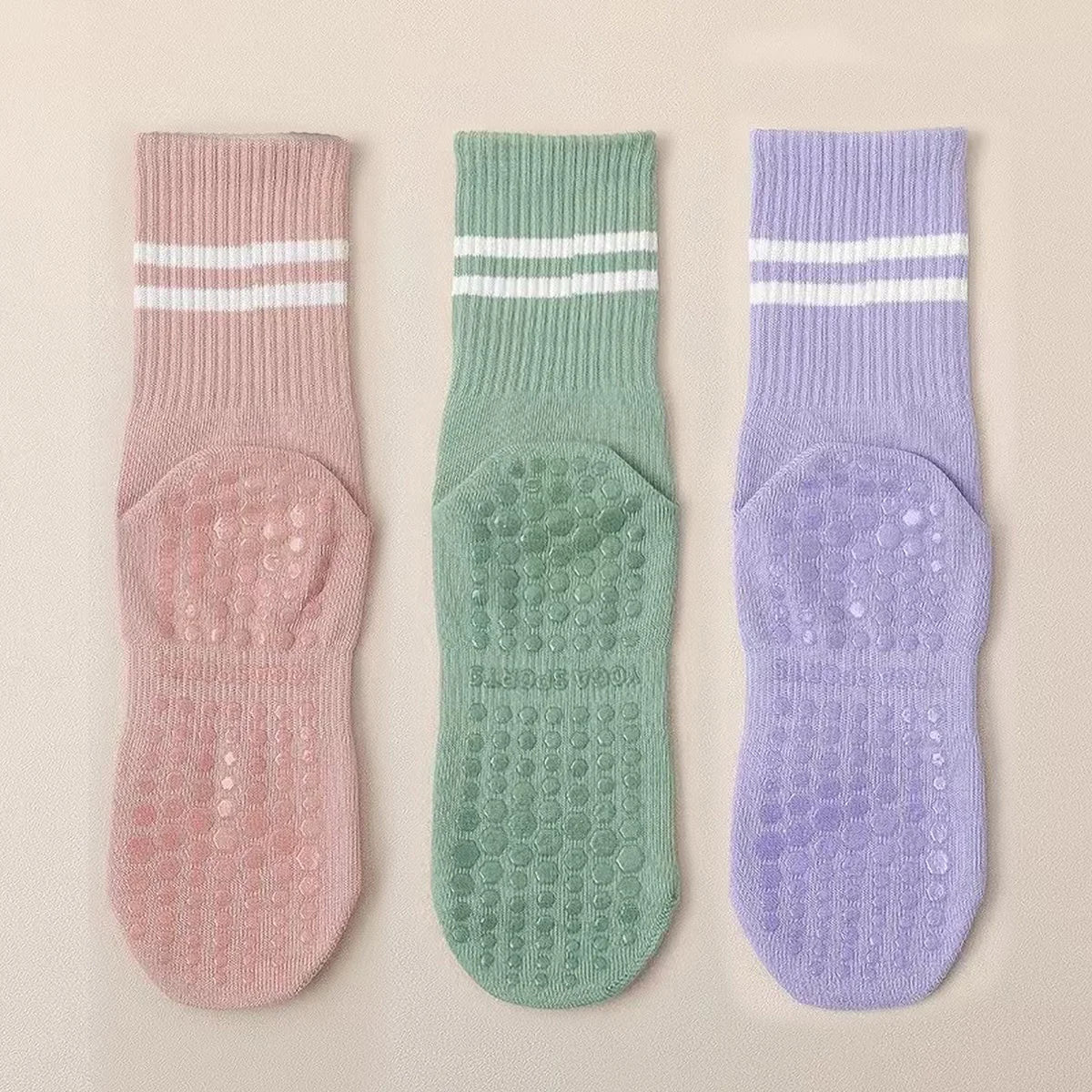3 Pairs Long Yoga Socks with Grip for Women Anti Skid Gripper Socks No Slip Socks for Pilates, Barre, Dance,Yoga
