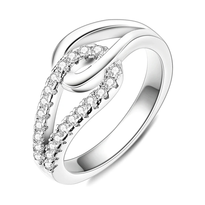 925 Sterling Silver Sparkling Zircon Ring - Classic Stackable Wedding Band for Women