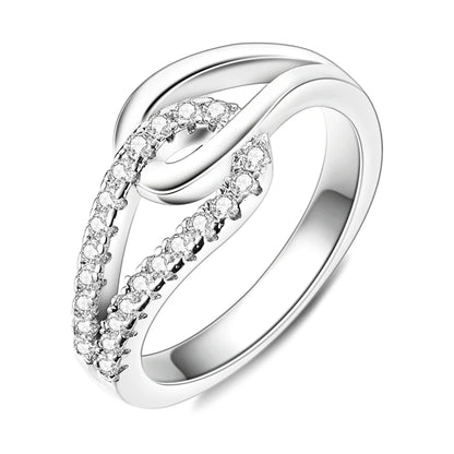 925 Sterling Silver Sparkling Zircon Ring - Classic Stackable Wedding Band for Women