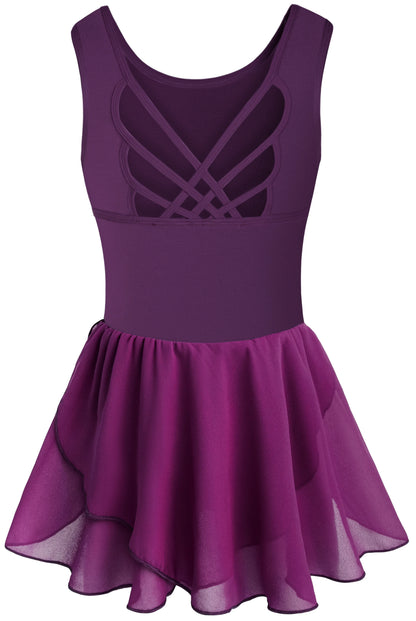 Girls Tank Ballet Leotards with Skirt Toddler Dance Dress,Cute Butterfly Hollow Back