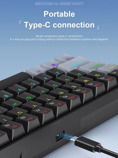 APAYADO K61 Keyboard 60% Portable Wired Mechanical Keyboard Wired 61 Keys Phantom RGB
