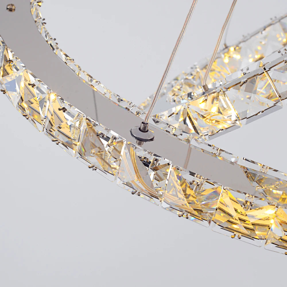 Luxury Rings Led Crystal Chandelier Mordern Pendant Light Living Dining Room Decor Fixture Suspension Luminaire Hanging Lustr