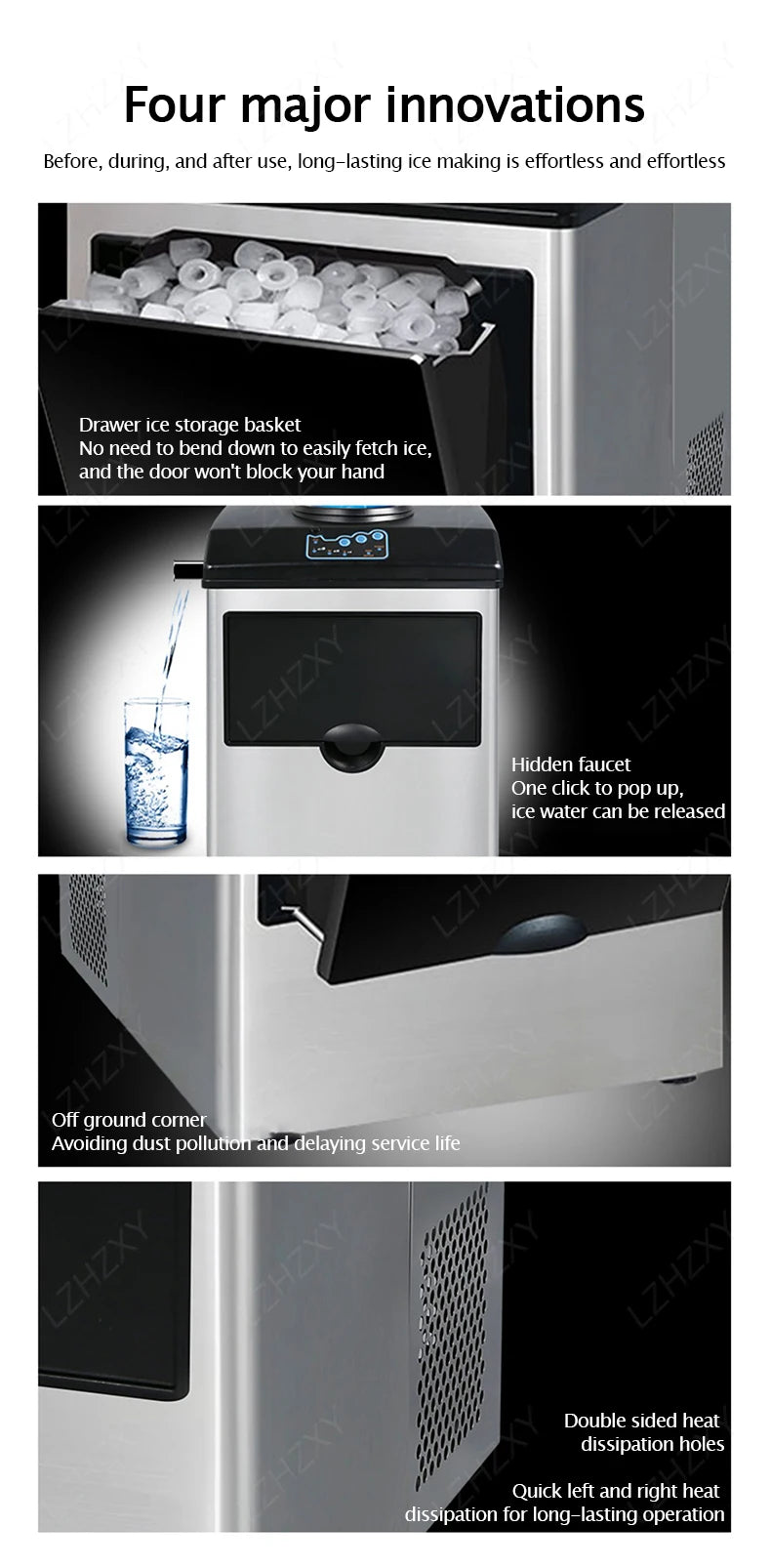 Commercial Ice Machine 25KG Desktop Multifunctional Bucket of Water Automatic Ice Machine Bullet-shaped Round Ice Home Appliance