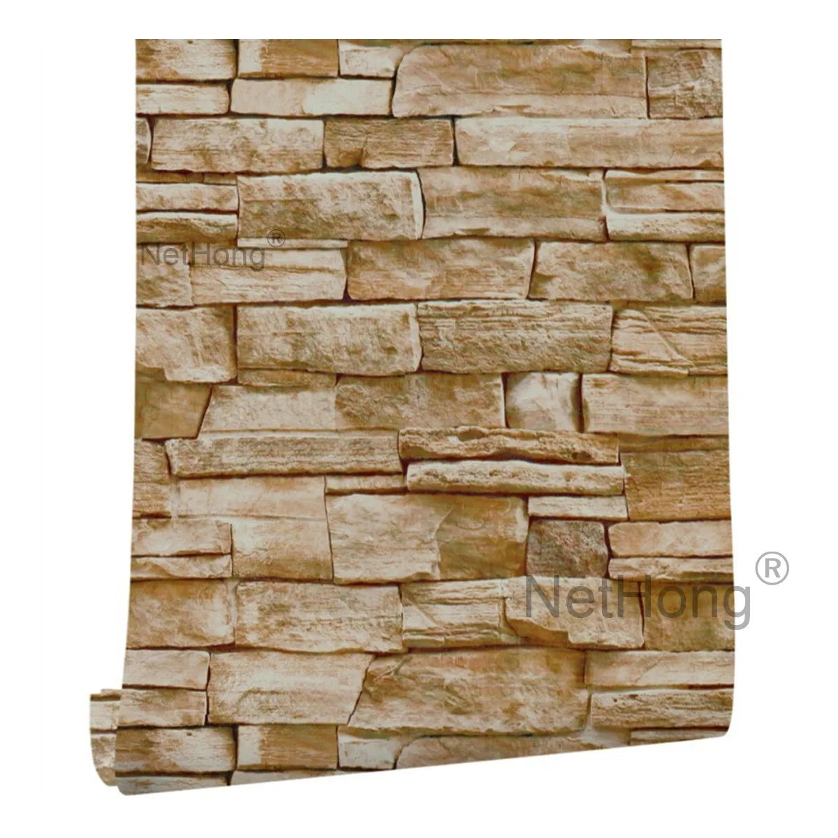 6M Vinyl Orange-brown Brick Wallpaper Stickers Self Adhesive Paper Waterproof