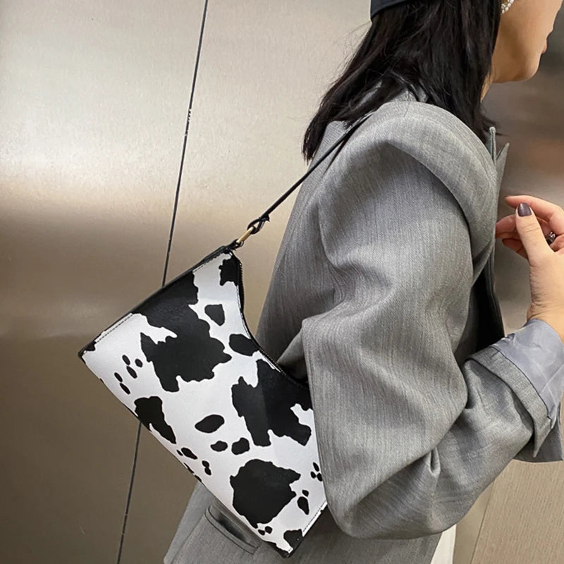 Fashion Zebra Print Women Luxury Handbag PU Leather Simple Underarm Shoulder Bags Female Daily Design Clutch Totes Purse Pouch