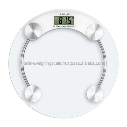 Transparent 180 kg Tempered Glass Body Eco-Friendly Durable Non-Slip Adjustable Bathroom Weighing Scale High Strain Gauge Sensor