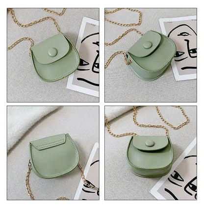 Fashion Kids Children PU Leather Shoulder Bag Lovely Baby Girls Mini Chain Coin Purse Cute Princess Crossbody Bags Small Wallet
