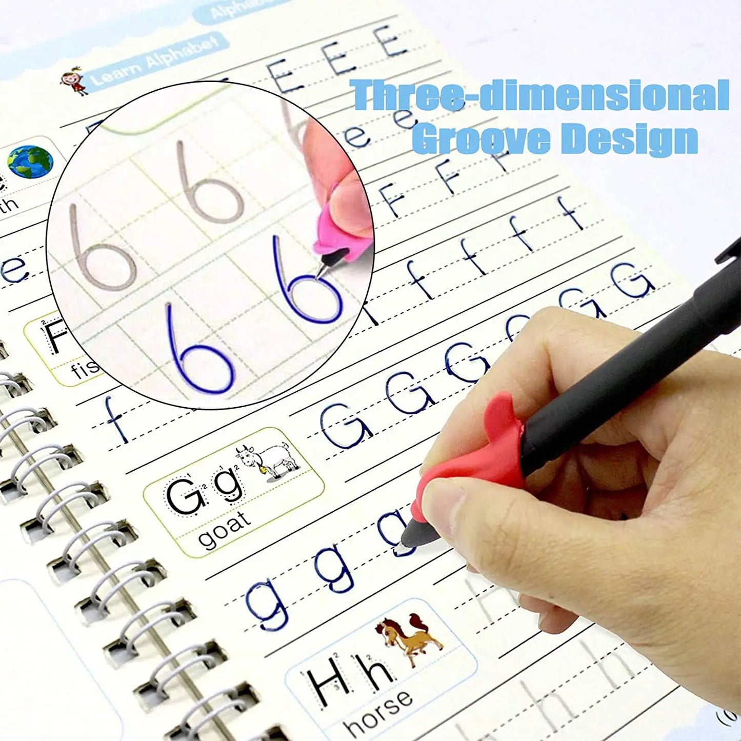 New Reusable Learning Math English 3D Calligraphy Book Drawing Copybook Numbers Education for Kids Letter Practice Toy Gifts