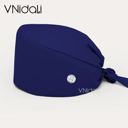 Solid color scrub cap with button pet grooming working Caps  surgical cap Lab work hat  womens Scrub hats nurse accessories