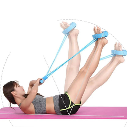 4 Tube Tension Rope Puller Pedal Ankle Exerciser Abdominal Fiess Sport UK