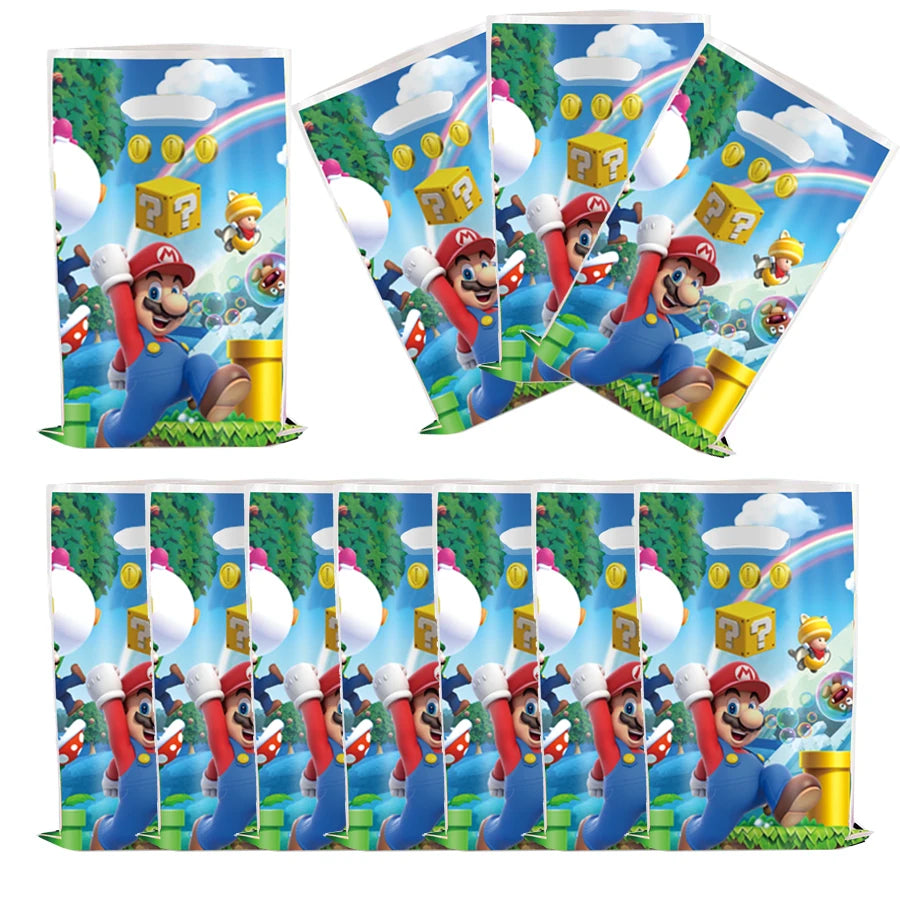 Cartoon Party Favor Keychain Set Supplies Anime Marios Figure Cartoon Fashion Braclet Sticker Birthday Christmas Favor Bag Gift