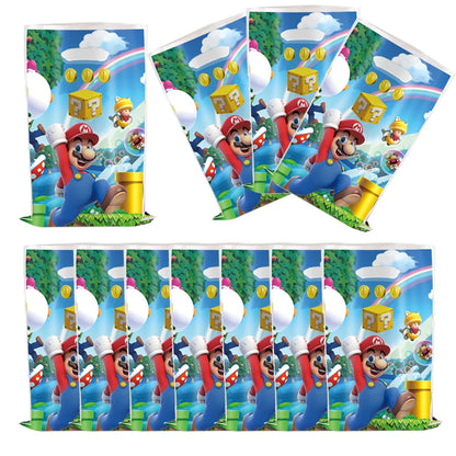 Cartoon Party Favor Keychain Set Supplies Anime Marios Figure Cartoon Fashion Braclet Sticker Birthday Christmas Favor Bag Gift