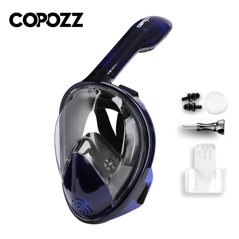 COPOZZ Professional Snorkeling Diving Mask Underwater Scuba Full Face Snorkel Mask Anti Fog Goggles for Adult Swimming Equipment