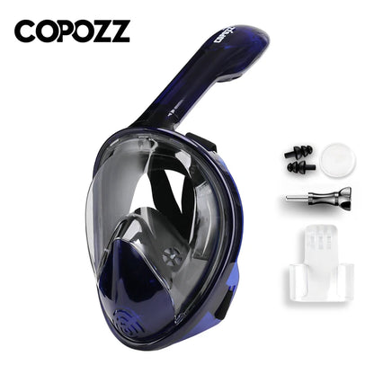 COPOZZ Professional Snorkeling Diving Mask Underwater Scuba Full Face Snorkel Mask Anti Fog Goggles for Adult Swimming Equipment