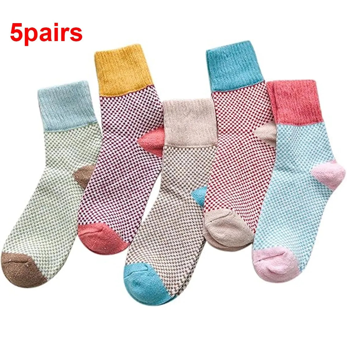 5 Pairs Winter Men's Thicken Sheep's Wool Socks - Warm & Retro | Colorful Fashio