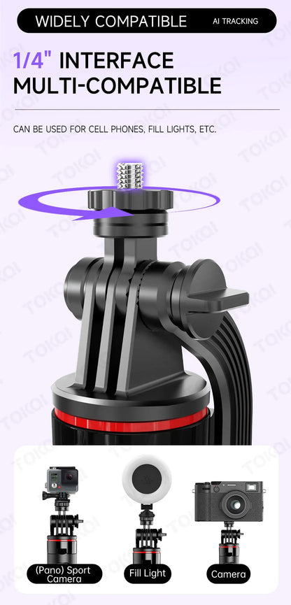 C22 AI Face Tracking Handheld Gimbal Stabiliser 360° Rotation Shoot Selfie Stick Tripod for Mobile Phone, 1/4'' Screw for Camera