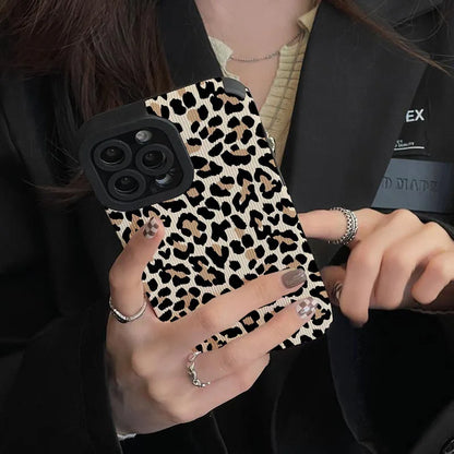 Creative Leopard Cow Silicone Leather Case For iPhone 16 15 14 13 17 Pro Max Air 11 12 Mini  Soft Shockproof Cover