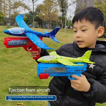 Kids Foam Catapult Plane Launcher - Outdoor Flying Glider Toy Set