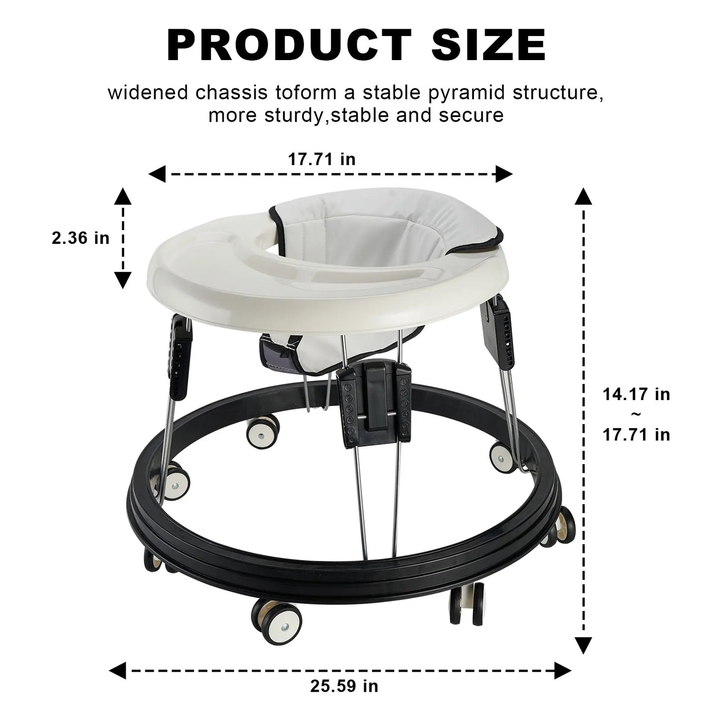Baby Walker, Foldable Multi-Function Anti-Rollover Walker with Brake Design,5 Level Height Adjustable, Baby Walkers