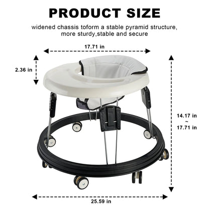 Baby Walker, Foldable Multi-Function Anti-Rollover Walker with Brake Design,5 Level Height Adjustable, Baby Walkers