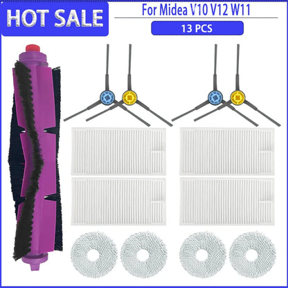 Main Side Brush HEPA Filter Mops Colth Dust Bag For Midea V10 V12 W11Robotic Vacuum Cleaner Accessories