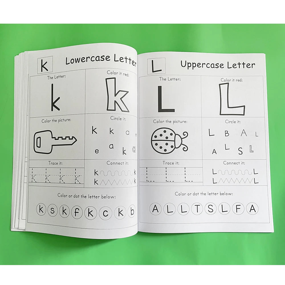 Buchstaben AZ Alphabet Phonetik Übungsheft Vorschule Englisch lernen Kindergarten Schreiben Malbuch Montessori