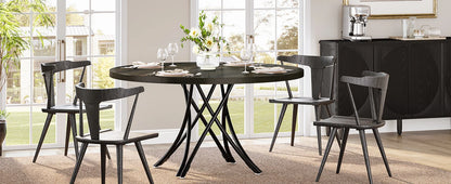 Tribesigns Round Dining Table for 4-6 People, 47-Inch Farmhouse Dinning Room Table Circle Kitchen Table, Industrial Dinner Table