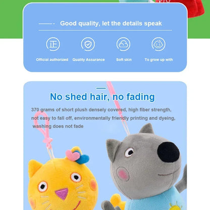 19CM Genuine Peppa Pig George Emily Candy Dennie Pedro Stuffed Plush Toys Keyring Animal Doll Pendant Children's Birthday Gifts