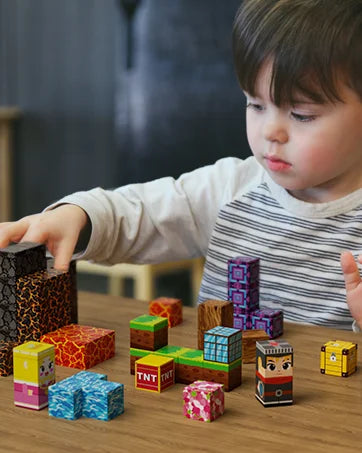 Magnetic Building Blocks Mine World Magnet Cube Set STEM Montessori Sensory Toy for Kids Boys Girls Ages 3+ DIY Model Children