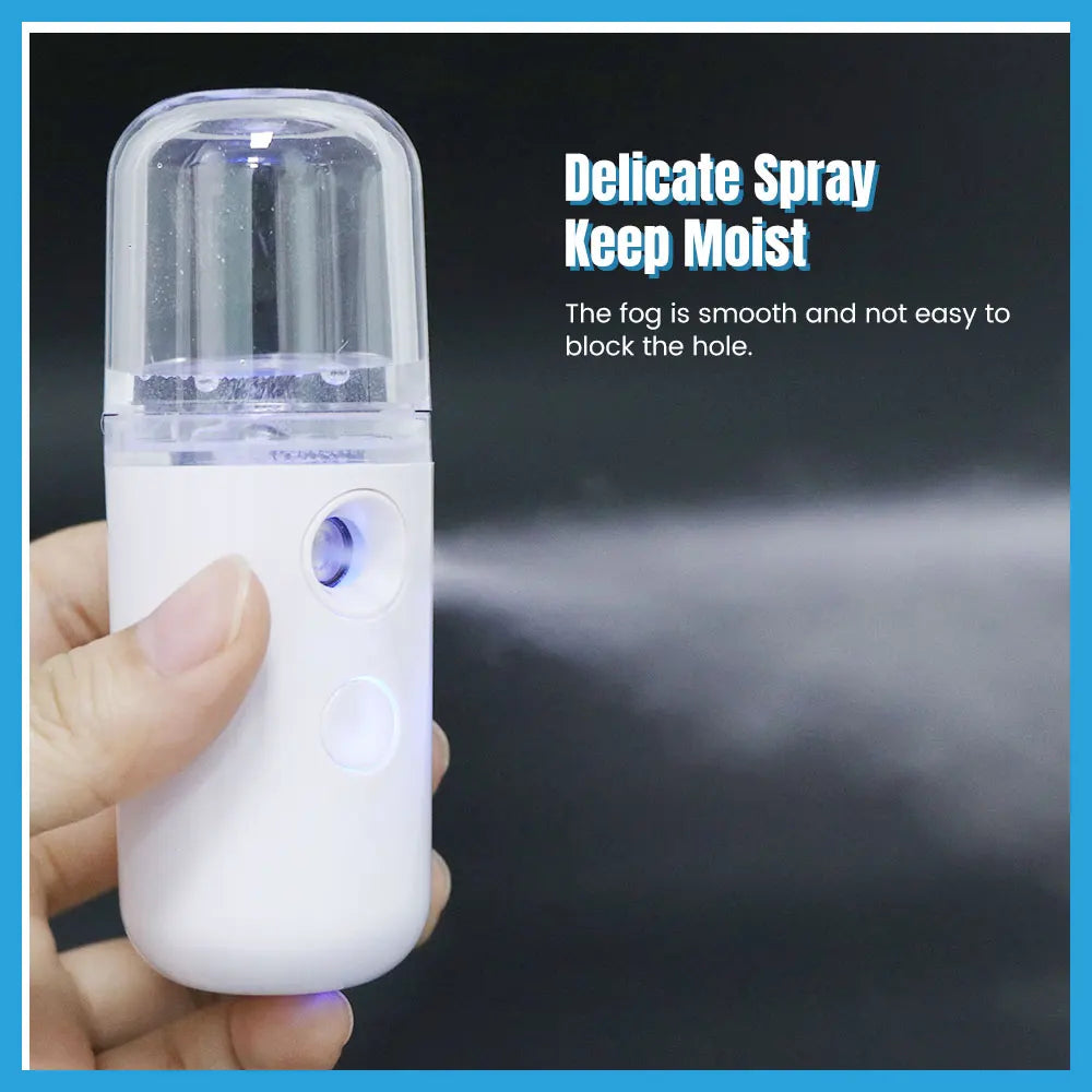 Mini Portable Humidifier Nano Mister Facial Steamer Device Beauty Spray Hydrating Apparatus Cold Spray Apparatus Rechargeable
